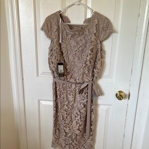 Elegant Lace Dress in Taupe